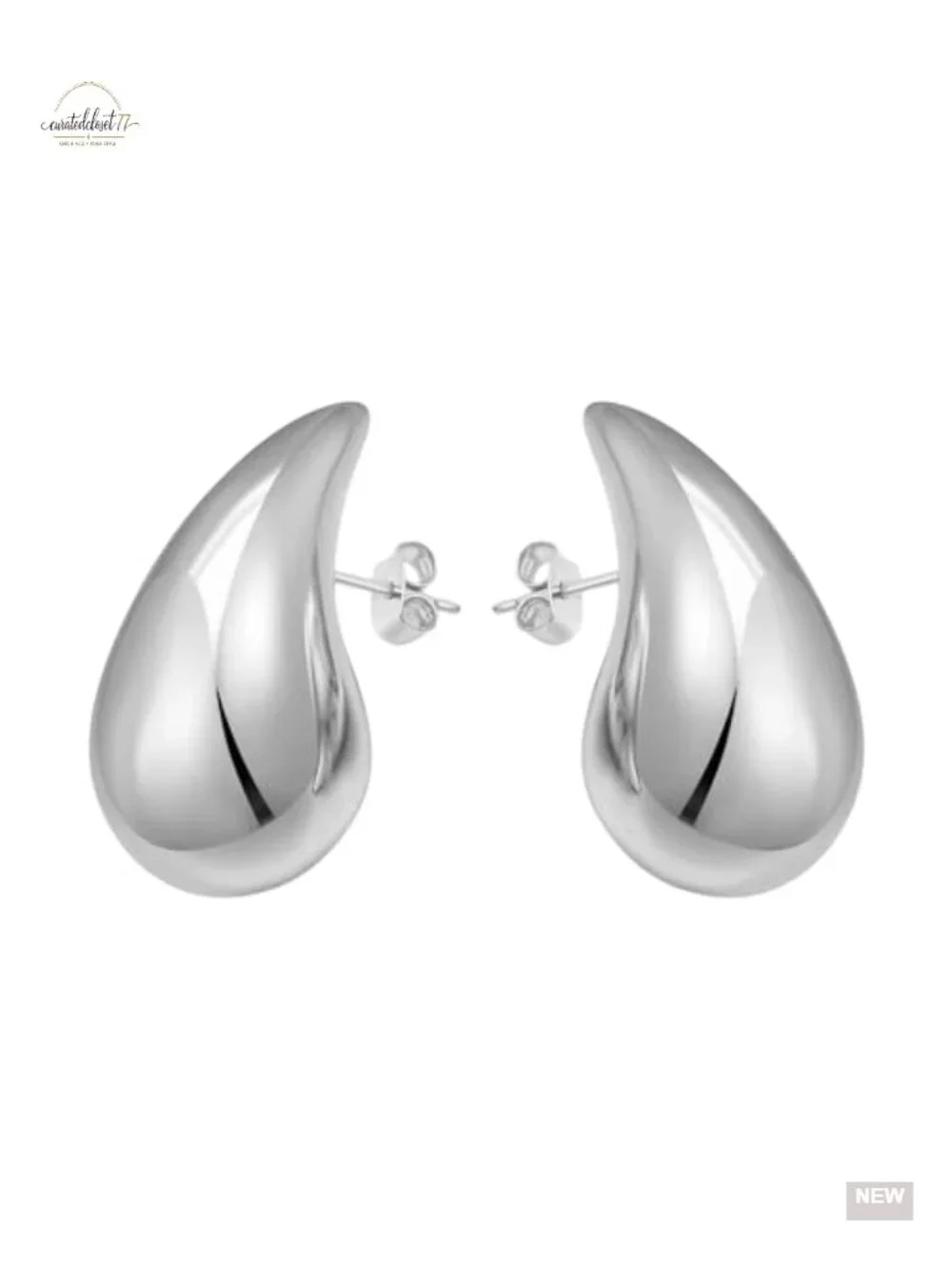 Chunky Gold Teardrop Drop Dangle Earrings Hypoallergenic Stainless Steel